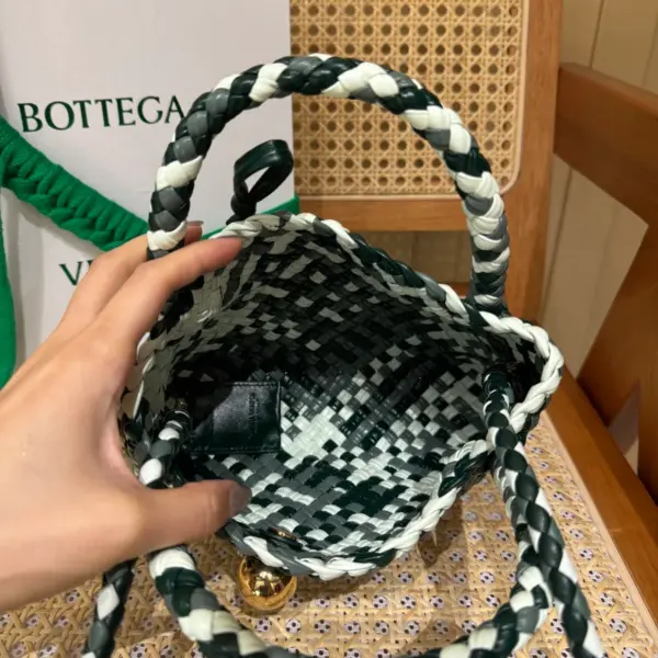 迷你三色Intreccio編織皮革托特手袋