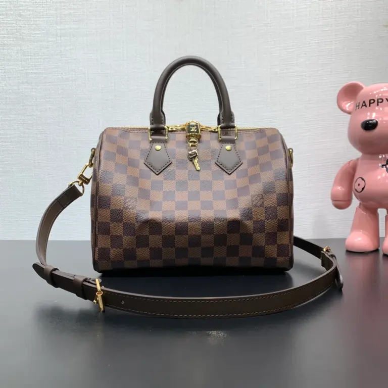 Louis Vuitton Speedy Bandoulière 25 幾何風Damier Ebene帆布手提斜挎包