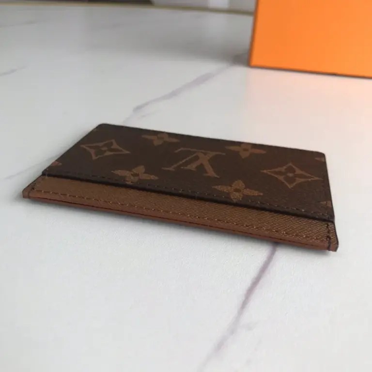 Monogram帆布木紋皮革卡片套