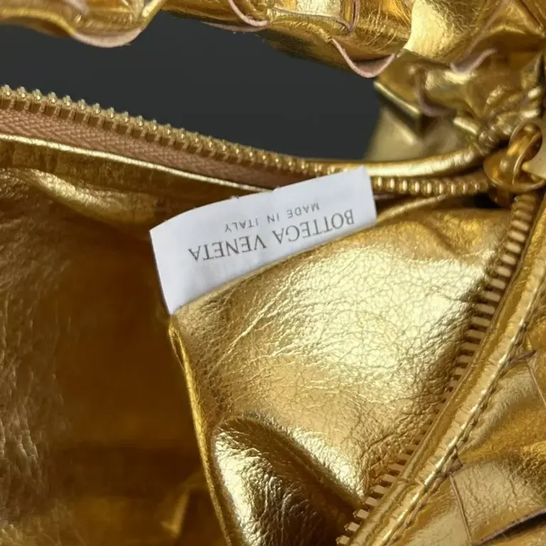 迷你霧狀鏡面金色羊皮革手提包
