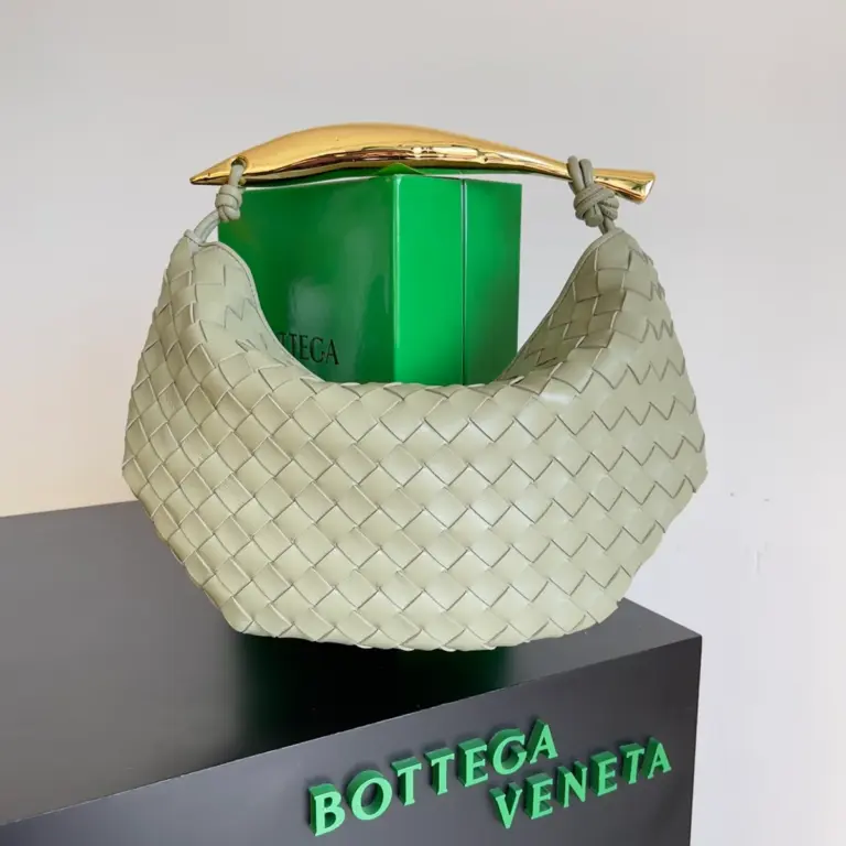 Intrecciato編織洞石綠小號手袋|工匠精製金屬提手