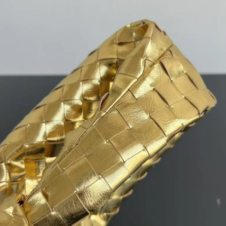 迷你霧狀鏡面金色羊皮革手提包