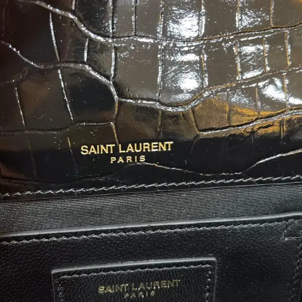 SAINT LAURENT KATE 鱷魚壓紋絨球寶石手袋
