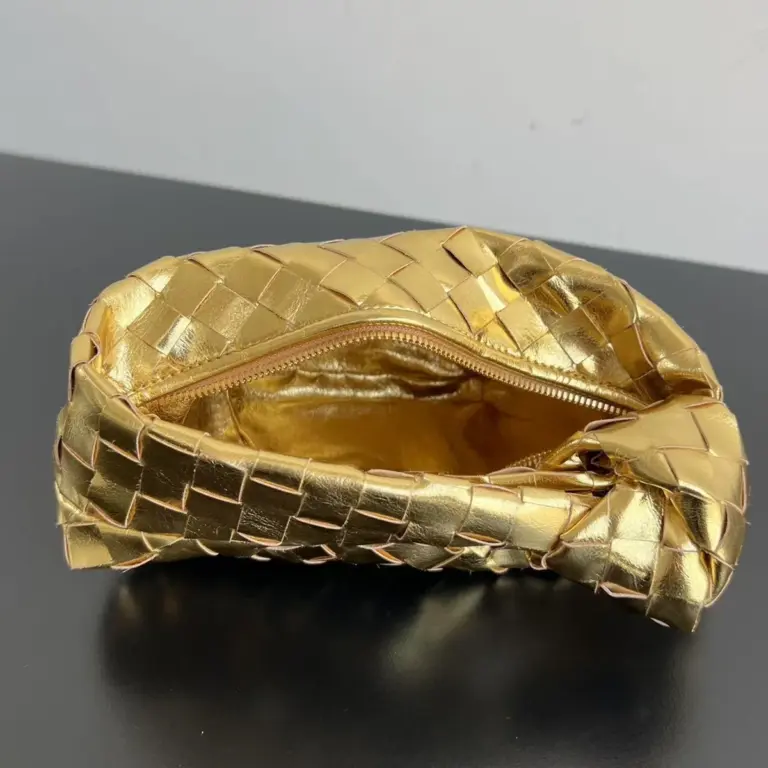 迷你霧狀鏡面金色羊皮革手提包
