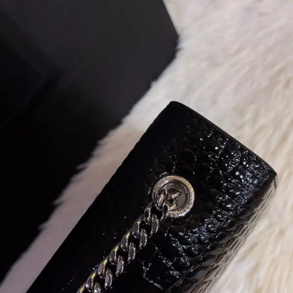 SAINT LAURENT KATE 鱷魚壓紋絨球寶石手袋
