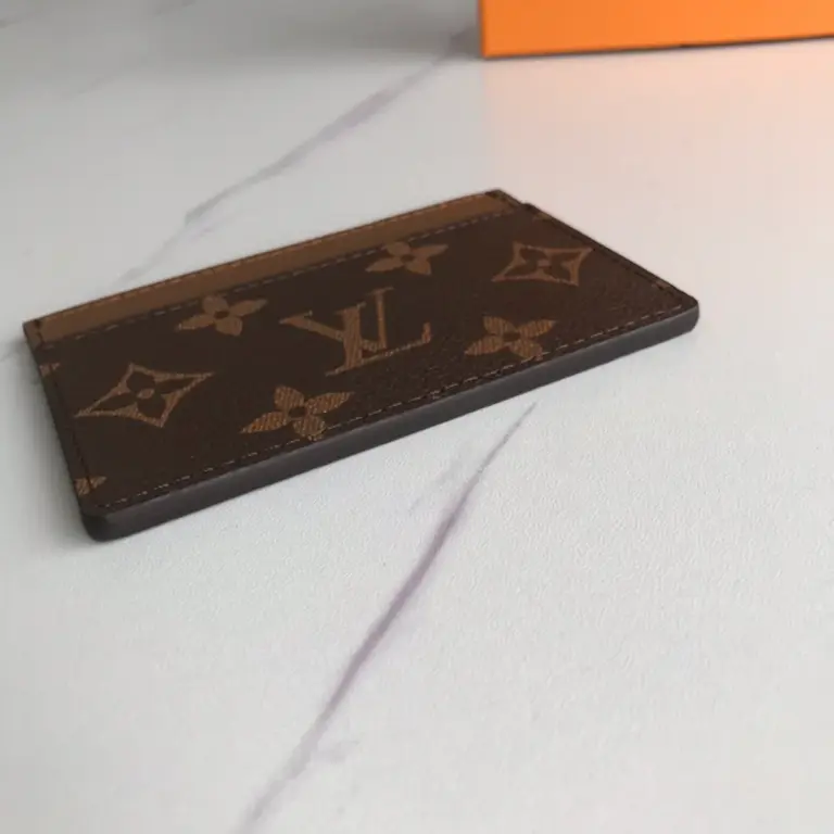 Monogram帆布木紋皮革卡片套