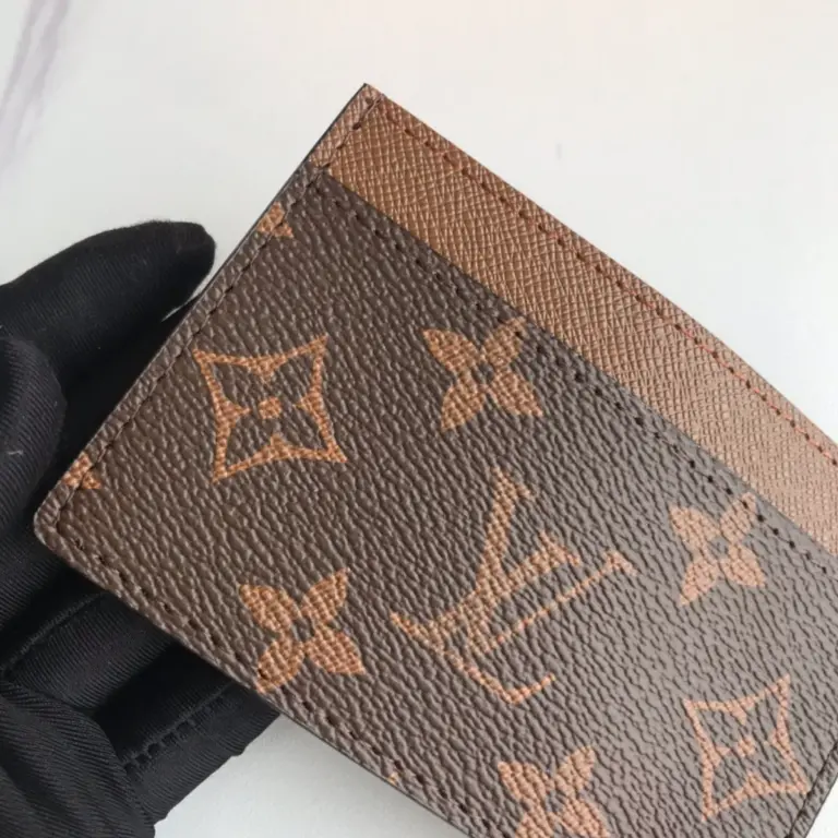 Monogram帆布木紋皮革卡片套