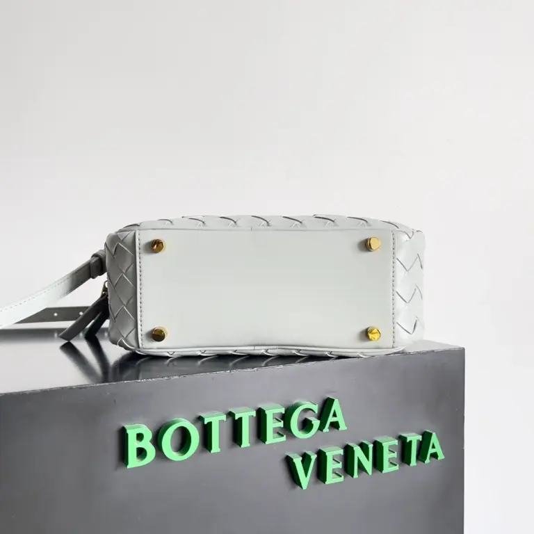 BottegaVenetaIntrecciato編織瑪瑙灰羊皮革手提包
