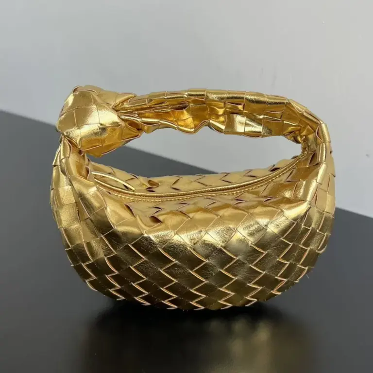 迷你Intrecciato編織金屬質感皮革手提包
