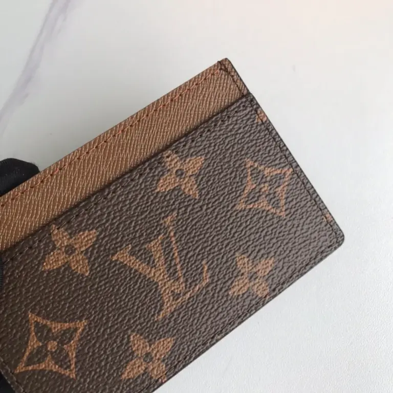 Monogram帆布木紋皮革卡片套