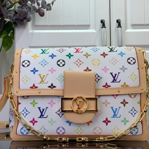 LV x 村上隆聯名Dauphine Soft GM包包 彩虹Monogram塗鴉限量款