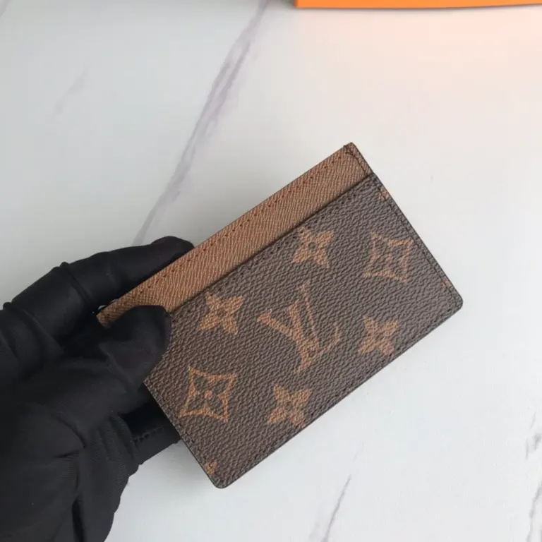 Monogram帆布木紋皮革卡片套