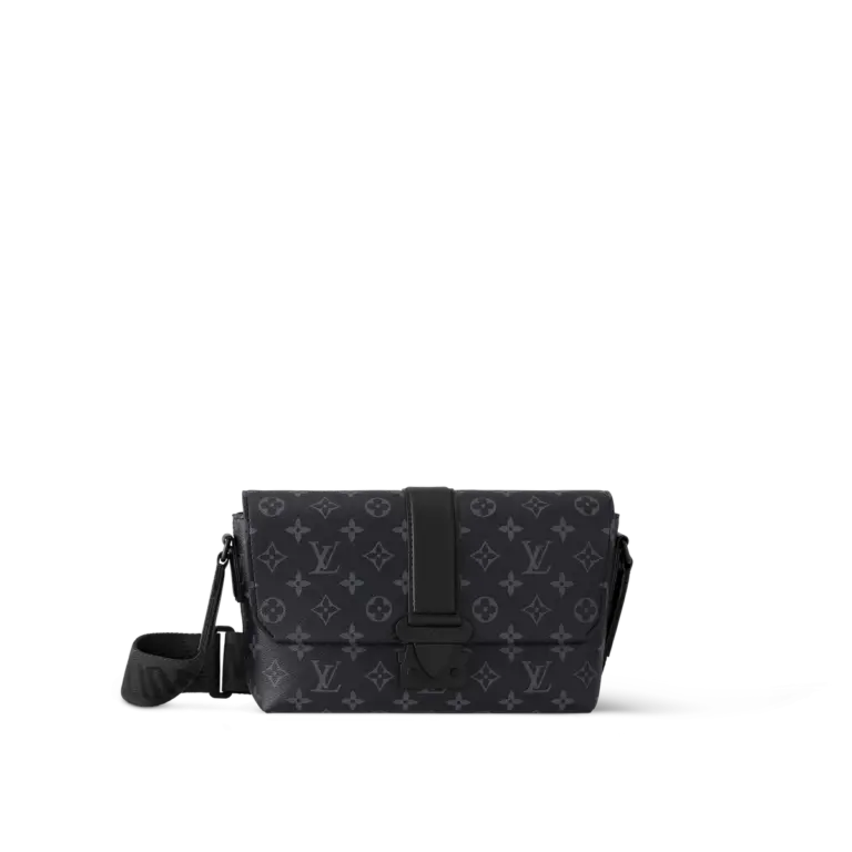 Louis Vuitton S-Cape 郵差包 | Monogram Eclipse 帆布 黑色皮革飾邊