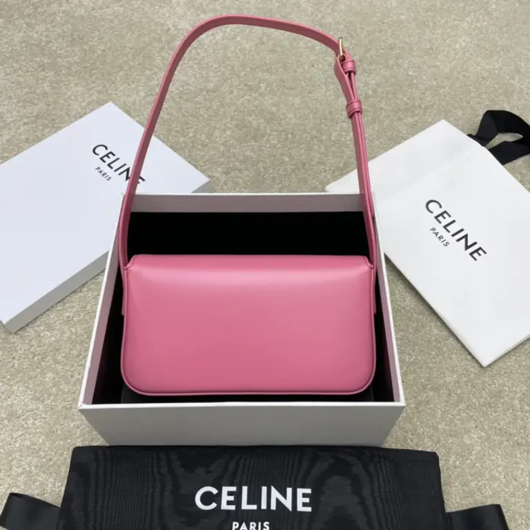 高仿CELINE-賽琳 TRIOMPHE 金色鎖扣牛皮革肩背包-194143
