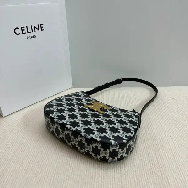 高仿CELINE-賽琳 標誌印花牛皮革包邊斜挎包-115702