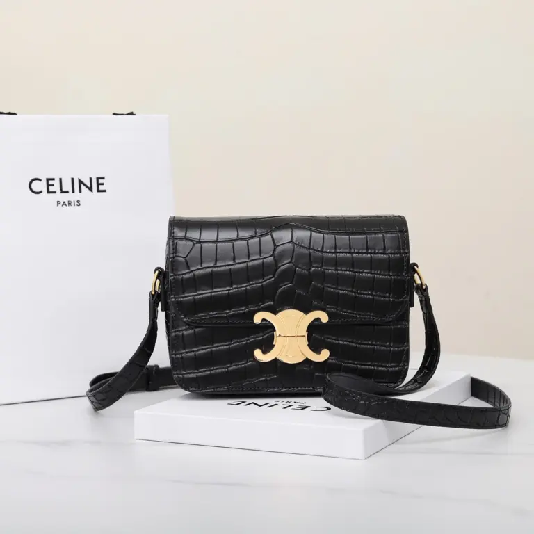高仿CELINE-賽琳 奢華鱷魚皮 TRIOMPHE 金屬鎖扣斜挎包-188424