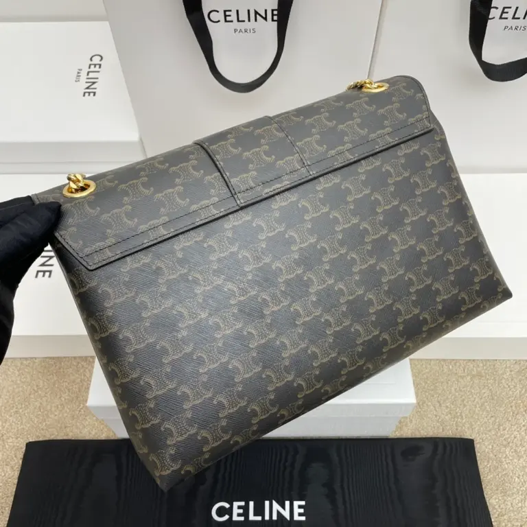 高仿CELINE-賽琳 經典TRIOMPHE標誌印花牛皮斜挎包-118222