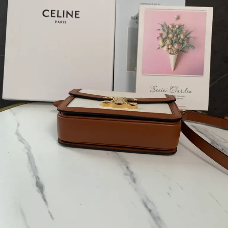 高仿CELINE-賽琳 金色TRIOMPHE金屬鎖扣斜挎包 - 多功能時尚肩背包-188882