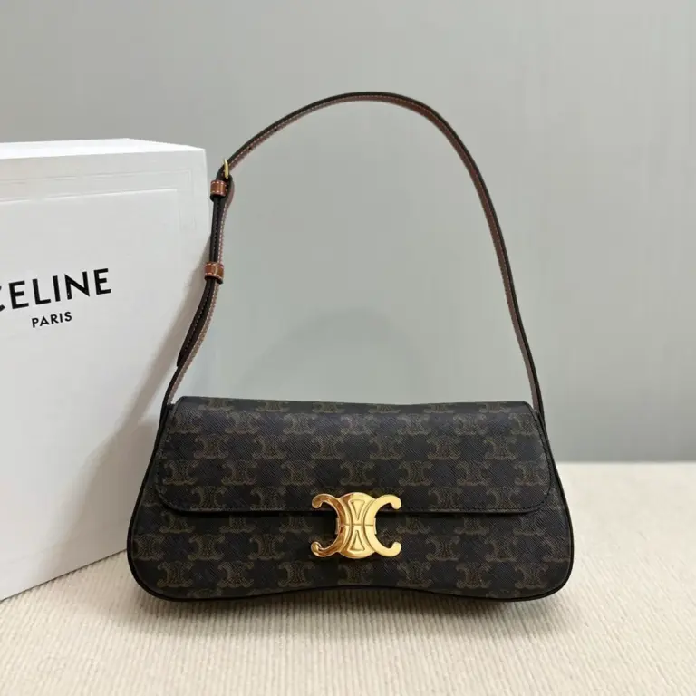 高仿CELINE-賽琳 TRIOMPHE金屬鎖扣羊皮革肩背包-115532