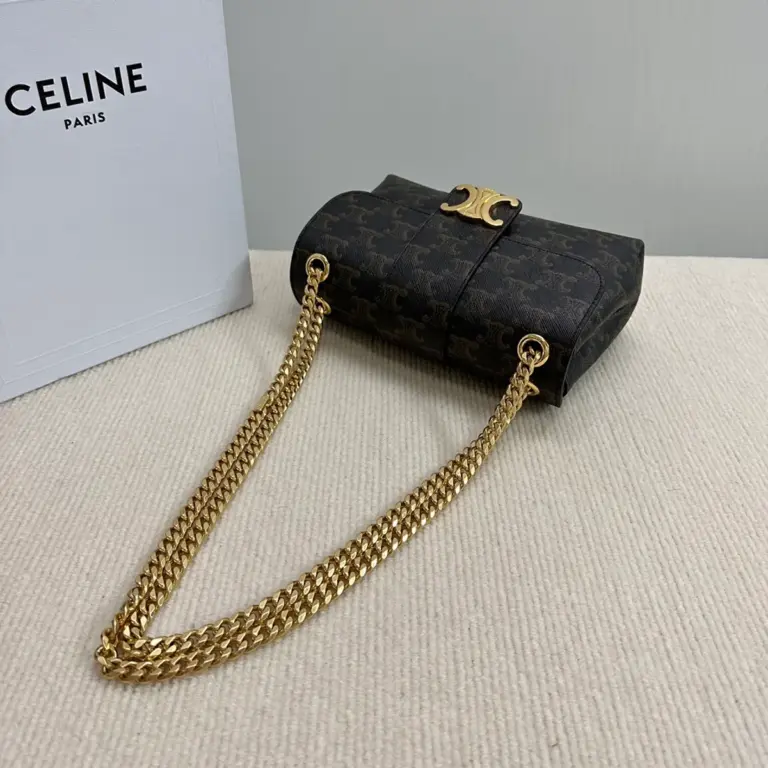 高仿CELINE-賽琳 Triomphe標誌印花牛皮斜挎包-116592