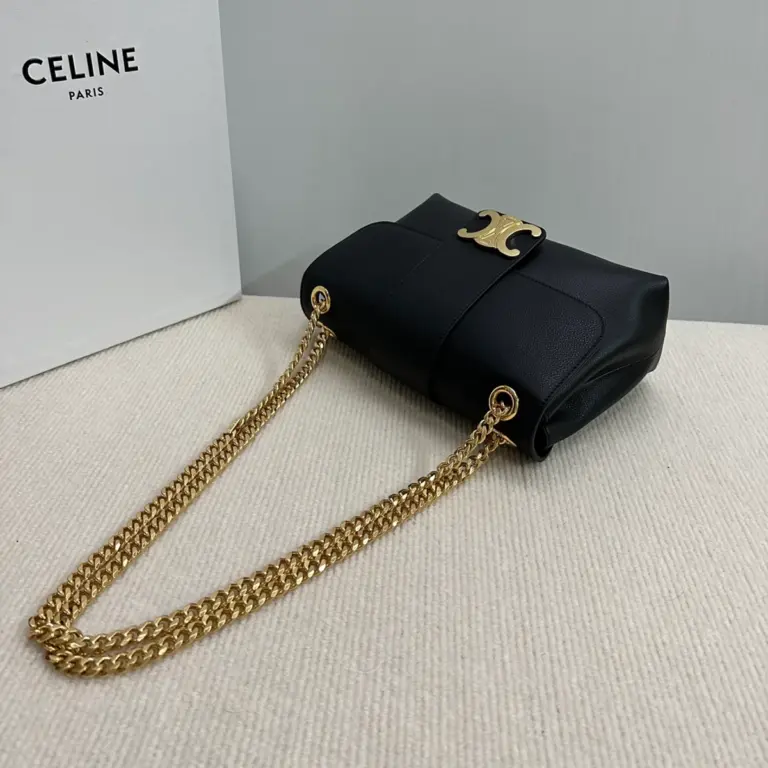 高仿CELINE-賽琳 經典TRIOMPHE牛皮革斜挎包 - 金色飾面多功能收納-115853