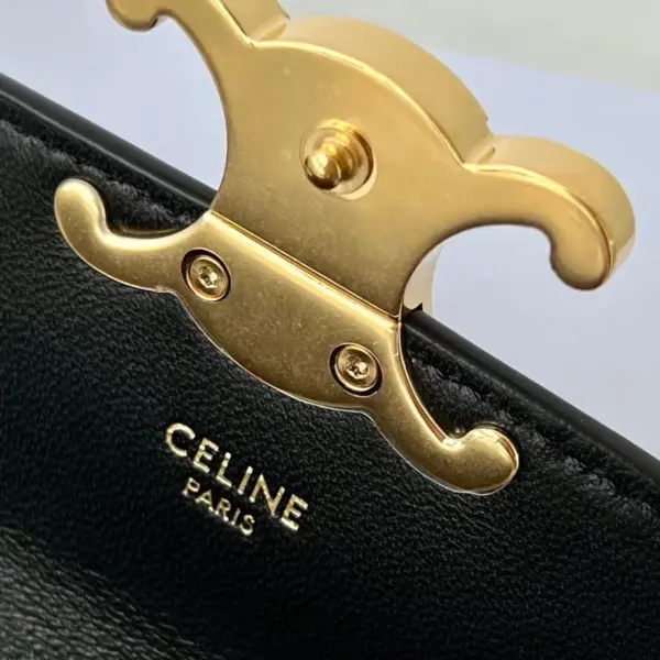 高仿CELINE-賽琳 金色TRIOMPHE按扣迷你牛皮手袋-10I513