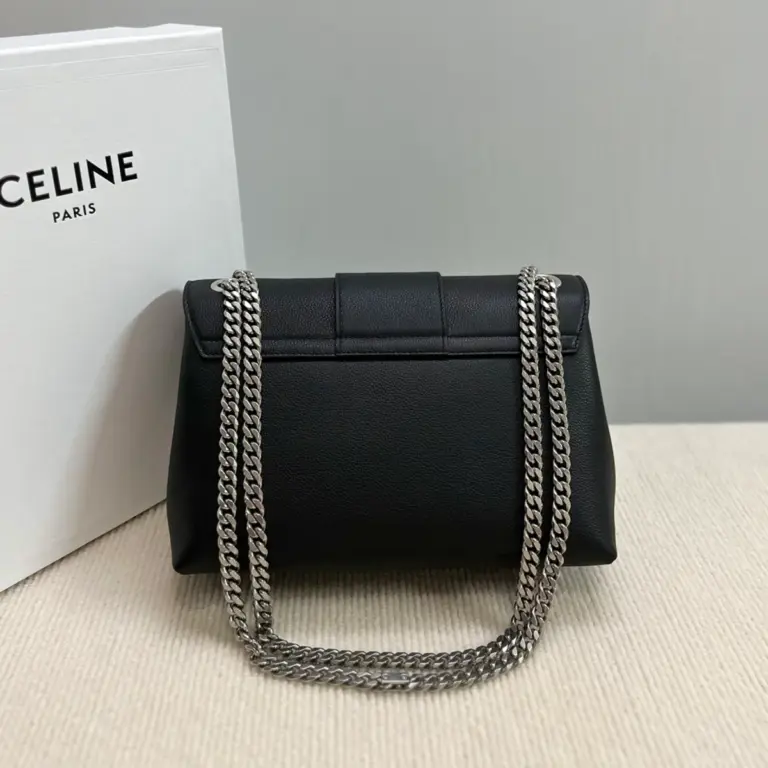 高仿CELINE-賽琳 經典TRIOMPHE牛皮革斜挎包 - 銀色飾面多功能肩背包-115853