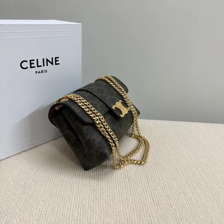高仿CELINE-賽琳 Triomphe標誌印花牛皮斜挎包-116592