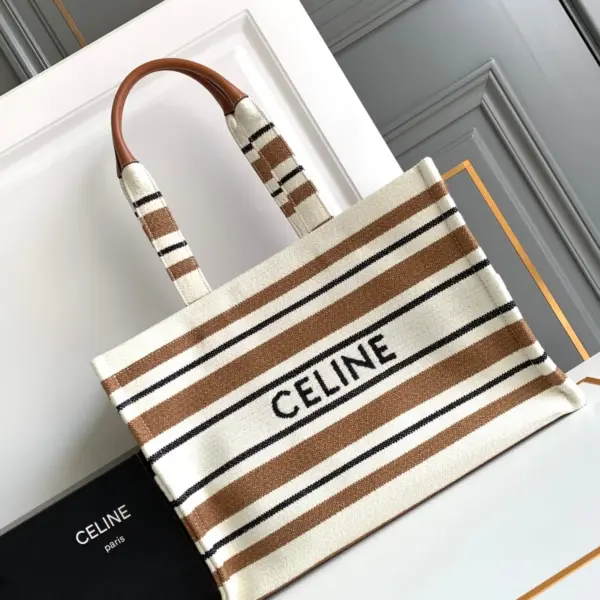 高仿CELINE-賽琳 時尚牛皮革包邊織物手提肩背包-196762