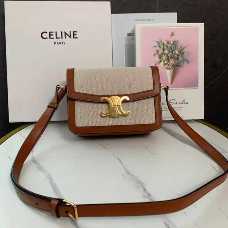 高仿CELINE-賽琳 金色TRIOMPHE金屬鎖扣斜挎包 - 多功能時尚肩背包-188882