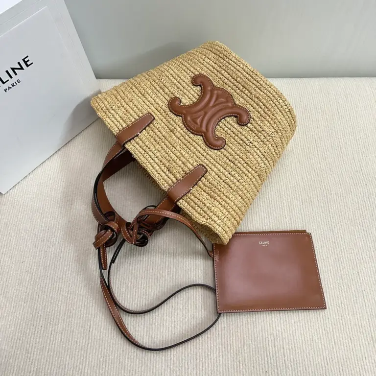 高仿CELINE-賽琳 手工編織牛皮革包邊手提肩背包-115802