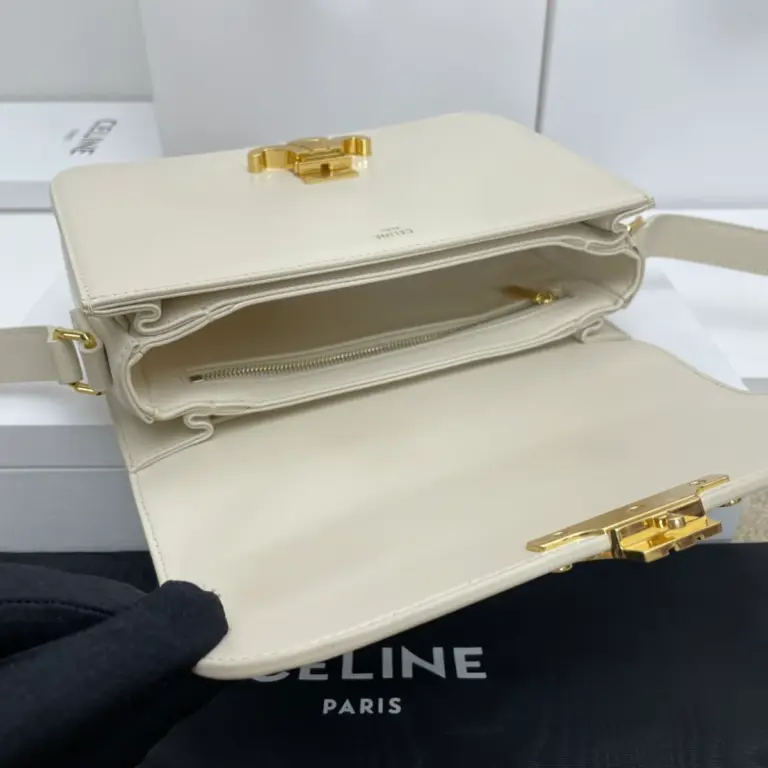 高仿CELINE-賽琳 TRIOMPHE 金色鎖扣牛皮斜挎包 - 優雅多功能設計-188423