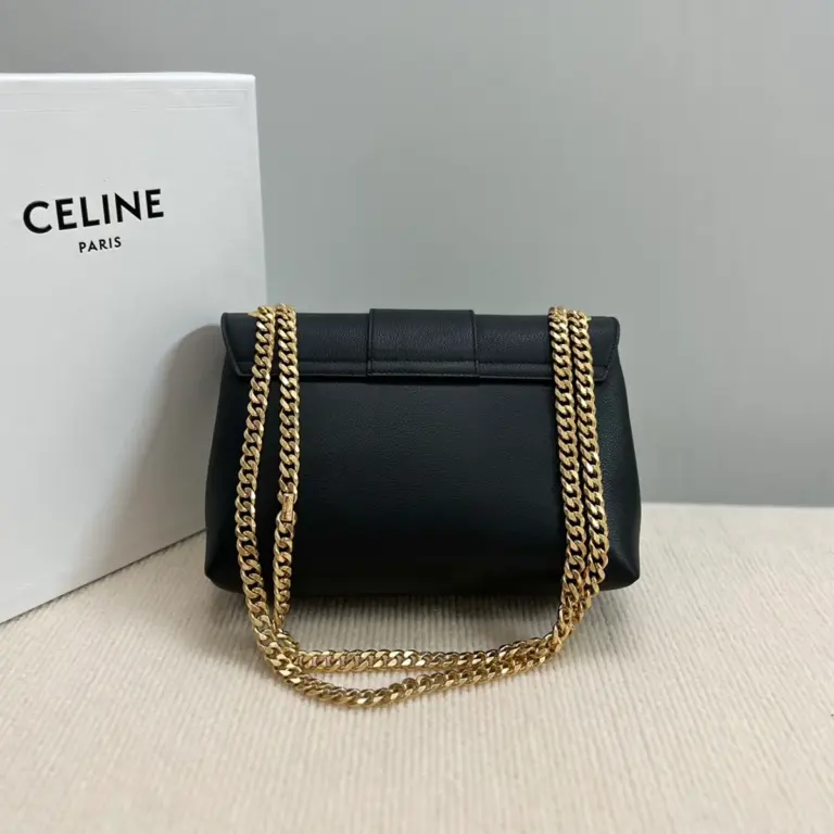 高仿CELINE-賽琳 經典TRIOMPHE牛皮革斜挎包 - 金色飾面多功能收納-115853