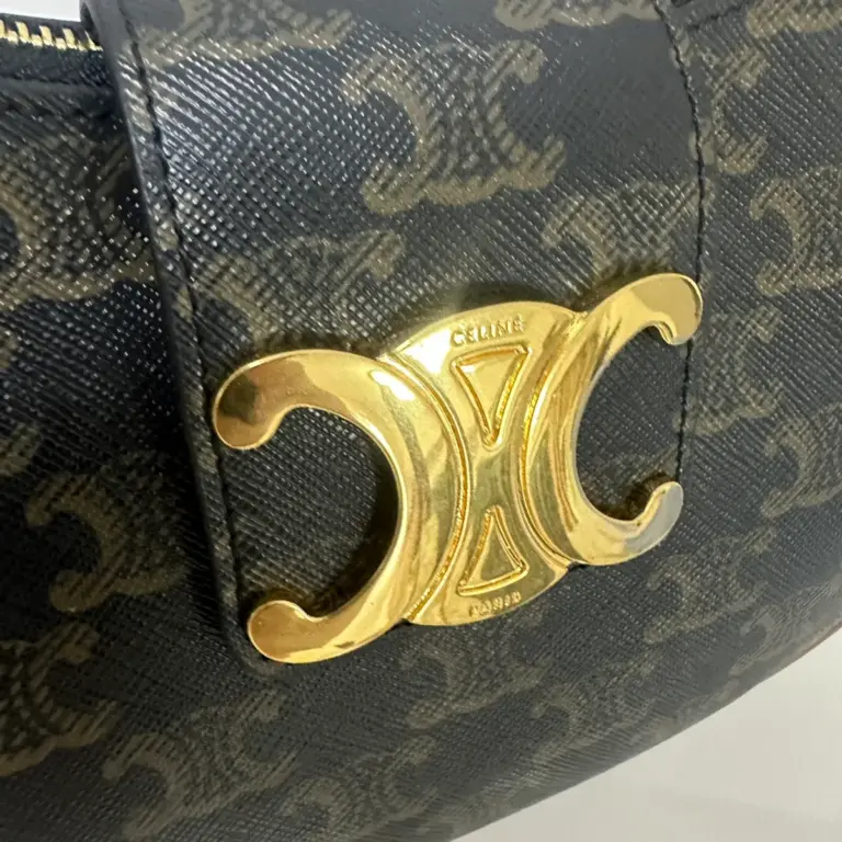 高仿CELINE-賽琳 Saint Laurent TRIOMPHE CANVAS 金色印花肩背包-114492