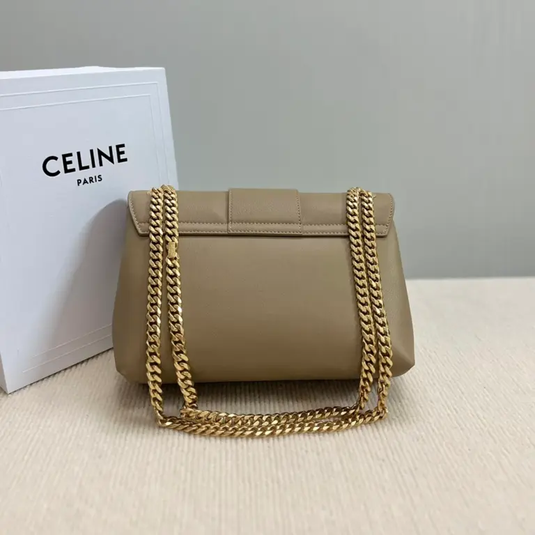 高仿CELINE-賽琳 經典TRIOMPHE牛皮革斜挎包 - 金色飾面多功能肩背包-115853