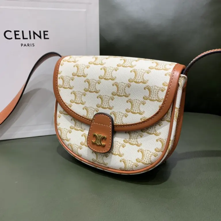 高仿CELINE-賽琳 Triomphe帆布迷你斜挎手袋 - 經典印花牛皮包邊設計-196702