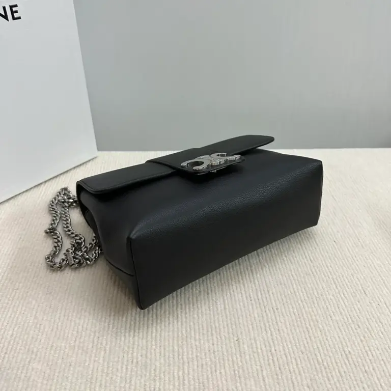高仿CELINE-賽琳 經典TRIOMPHE牛皮革斜挎包 - 銀色飾面多功能肩背包-115853