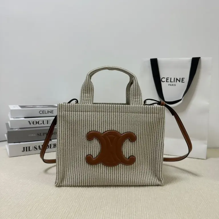 高仿CELINE-賽琳 多功能牛皮革包邊織物手提斜挎包-199162