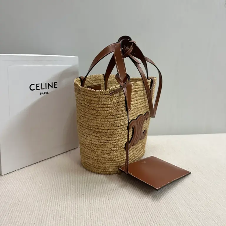 高仿CELINE-賽琳 手工編織牛皮革包邊手提肩背包-115802