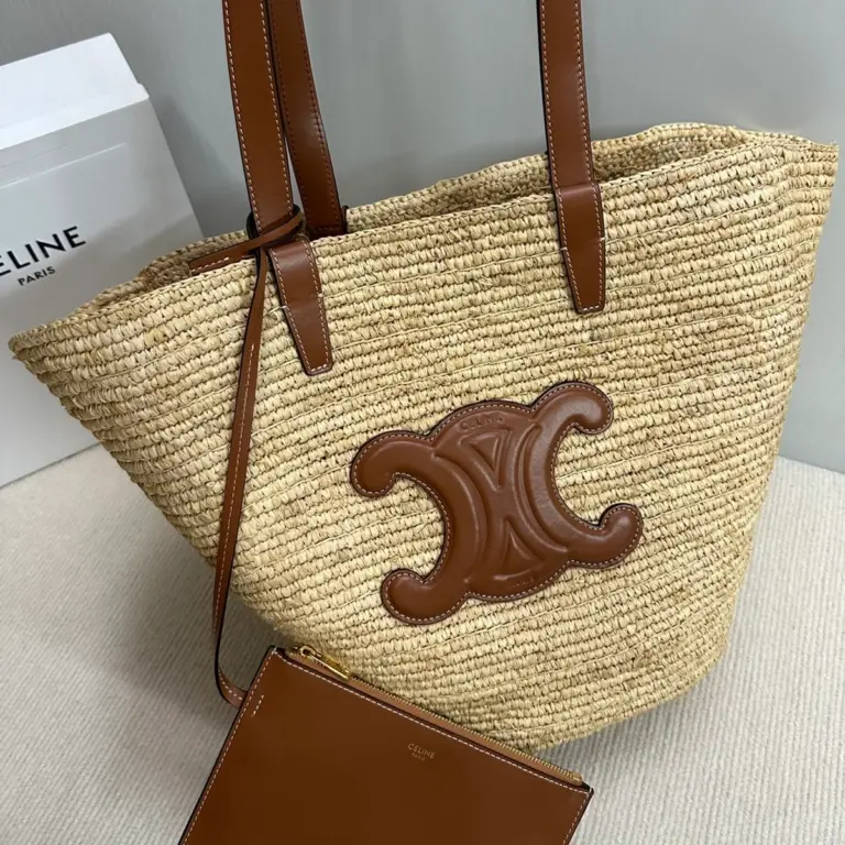 高仿CELINE-賽琳 手工編織牛皮革包邊肩背包-114342