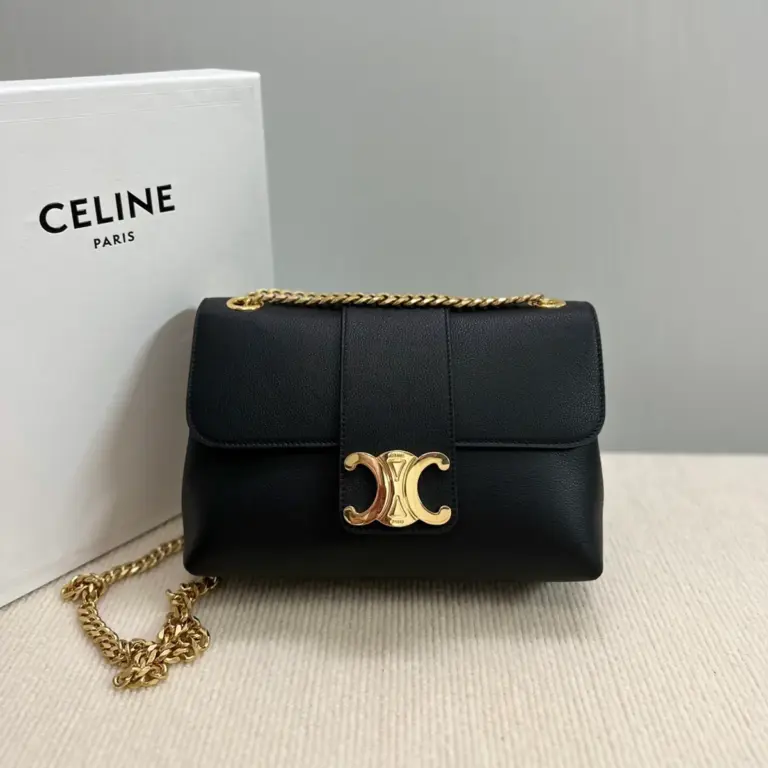 高仿CELINE-賽琳 經典TRIOMPHE牛皮革斜挎包 - 金色飾面多功能收納-115853
