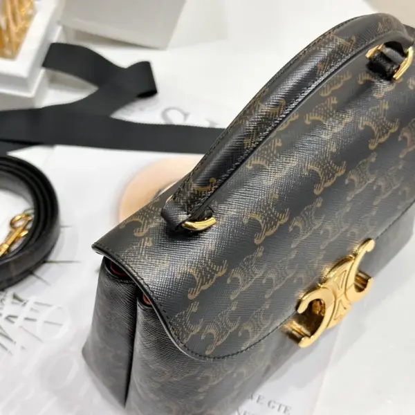 高仿CELINE-賽琳 TRIOMPHE鎖扣牛皮革包邊多功能手提斜挎包-118112
