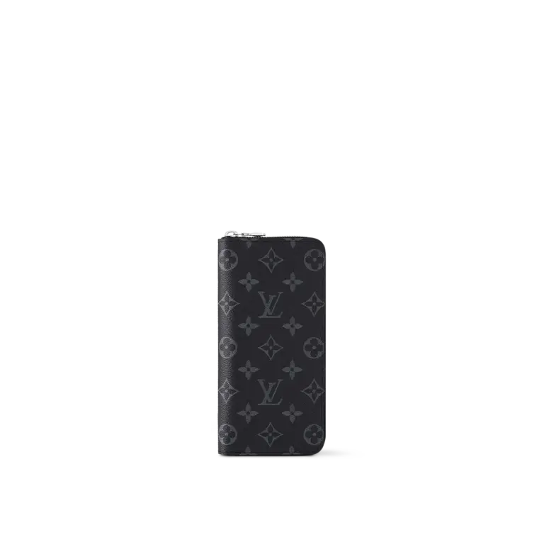 高仿LV Monogram Eclipse男士直式拉链钱包 - 多功能信用卡现金收纳短夹-M62295