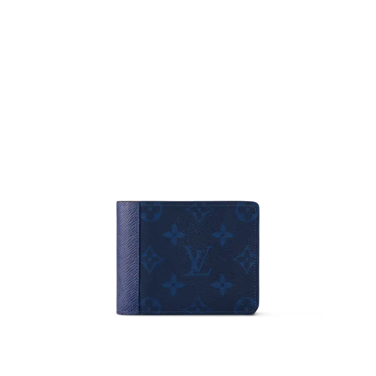 高仿LV 男士Multiple錢包 - 海軍藍Taïga皮革Monogram帆布短夾 | 2019春夏系列-M30299