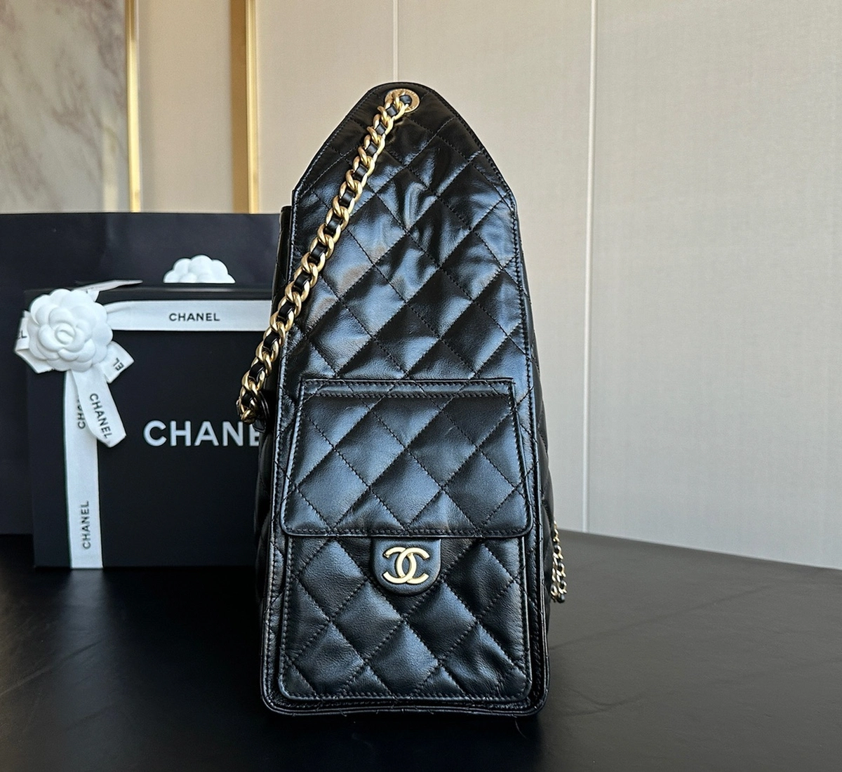 chanel-hobo-25嬉皮包-大號-特寫實拍 口袋 細節