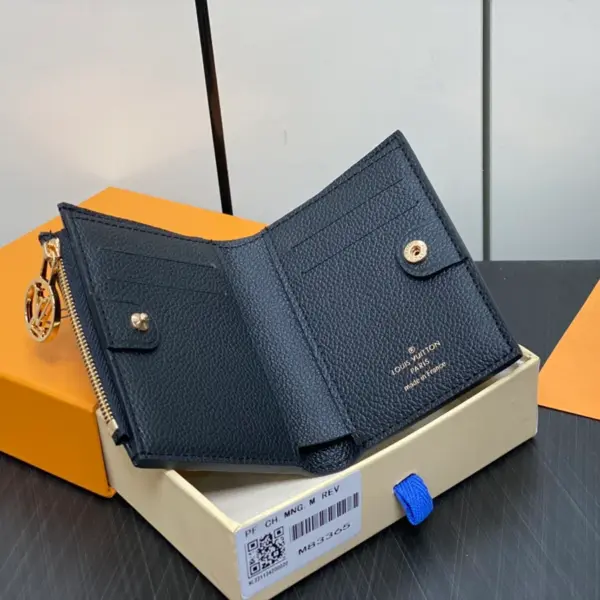 高仿LV Lisa Monogram Empreinte黑色短夾錢包 | 小巧多功能女士皮夾-M83365