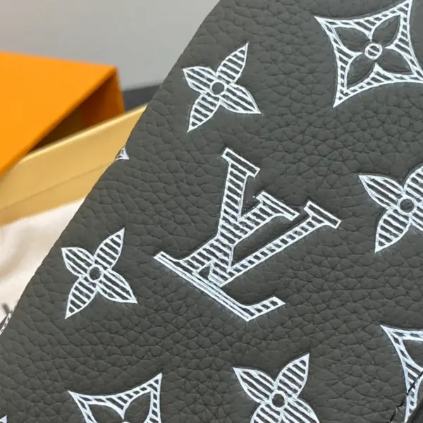 高仿LV Monogram Shadow壓花小牛皮萬用錢包 - Olive綠色時尚名片夾多功能設計-M12501 高仿LV