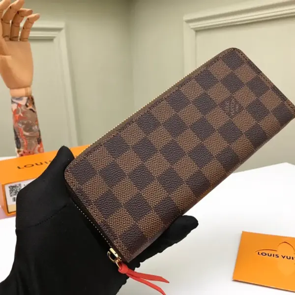 高仿LV Clémence 錢包 | Damier Ebene帆布拼接彩色粒面牛皮 多功能拉鏈錢包-N60534