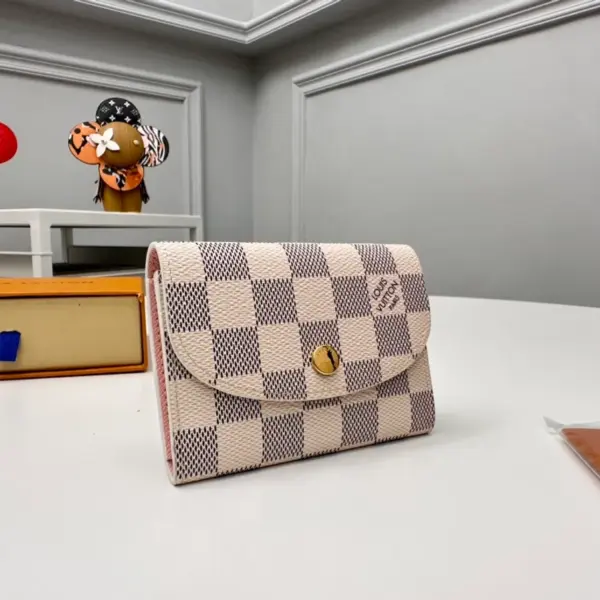 高仿LV Rosalie零錢包 | Damier Azur帆布玫瑰粉款 輕奢收納配件-N61276