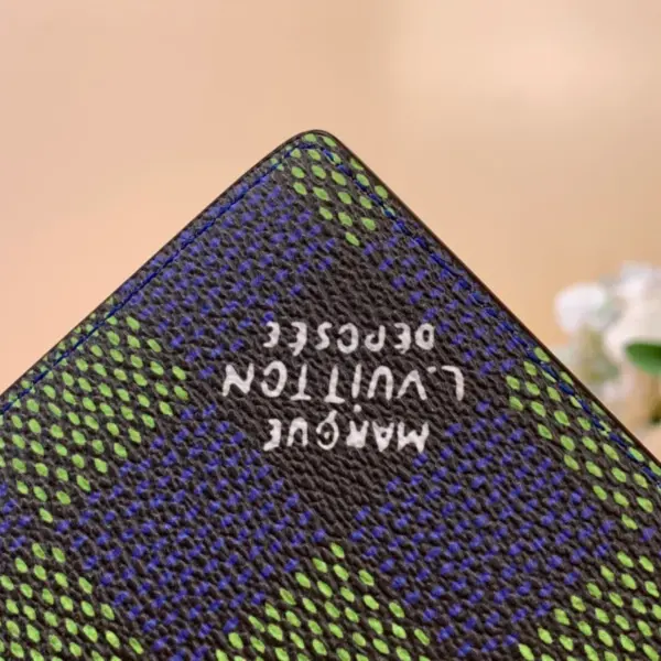 高仿包包LV Damier Heritage Multiple 男士錢包 - 藍綠色塗層帆布短夾-N00142 高仿包包